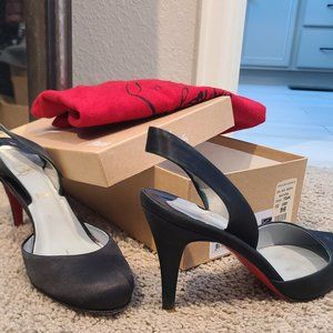 Christian Louboutin Picador 85 crepe satin 38.5 black slingback